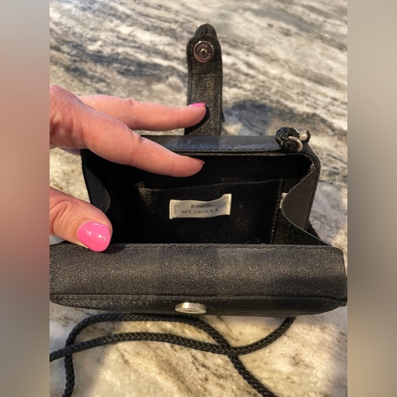 Jessica McClintock Black Satin Tassel Bag - Picture 5 of 7